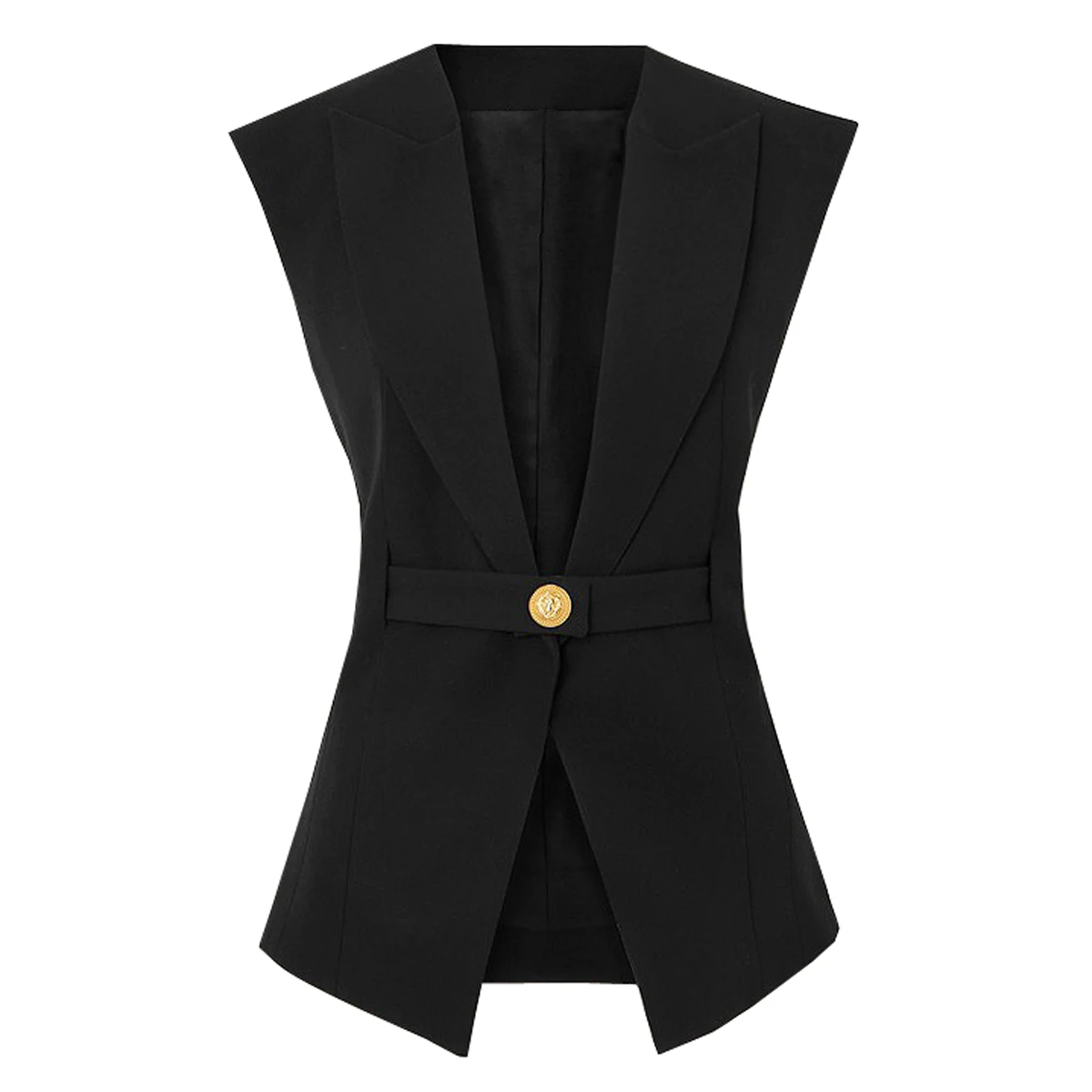 S-XL Three Colors High Quality Fashion Solid Sleeveless Lapel Waistband Fits Well with Commuter Style Women's Vest