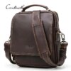 CONTACT'S Crazy Horse Leather Men Messenge Bag Vintage Crossbody Shoulder Bags Multifunction Small Handbag for 10.5" iPad Bolso