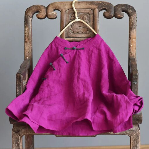 Women Loose Linen Shirts Ladies Vintage Flax Retro Blouse Female 2020 Spring Summer Handmade Button Tops