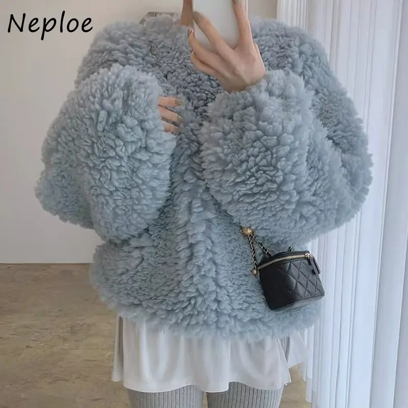 Neploe O Neck Solid Color Long Sleeve Sweaters Vintage Clothes Sudaderas Hoody Y2k 2024 Autumn Winter Loose Casual Sweatshirts