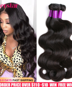Perstar Body Wave Bundles Human Hair Weave Bundles Brazilian Weave Extensions 1/3/4 PCS Remy Hair Body Wave Extensions 8-28 Inch