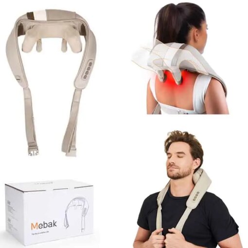 Mebak N1 Massager For Neck and Cervical Shoulder With Heat Therapy Massage Pillow for Back Legs Waist Muscle Pain Relief Car Use