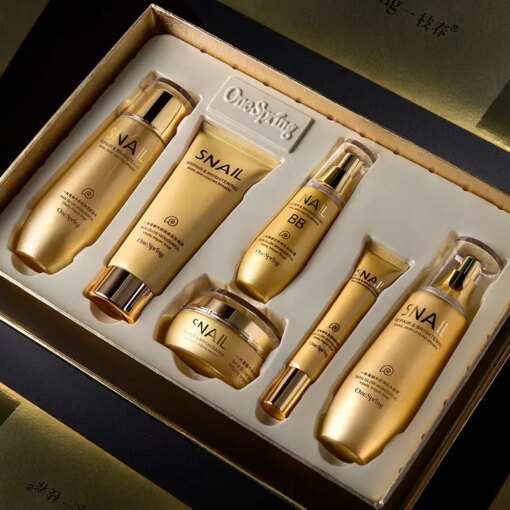 6pcs Snail Anti-aging Skin Care Sets Moisturizing Facial Set Skincare Products Face Cream Facial Cleanser Toner Face Care Kits