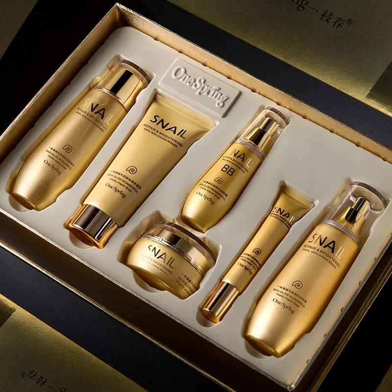 6pcs Snail Anti-aging Skin Care Sets Moisturizing Facial Set Skincare Products Face Cream Facial Cleanser Toner Face Care Kits