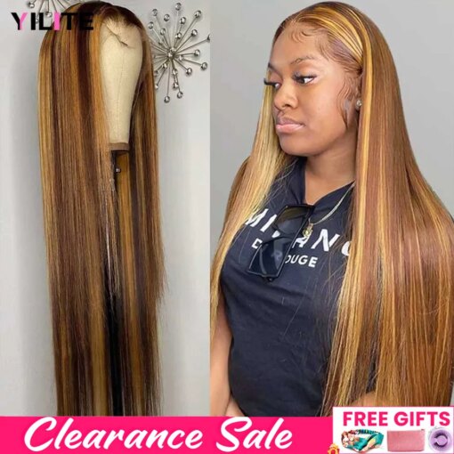 Highlight 13x6 Hd Lace Frontal Wig Human Hair 13x4 Straight Honey Blond Lace Front Wigs 360 Glueless Full Lace Wig Pre Plucked