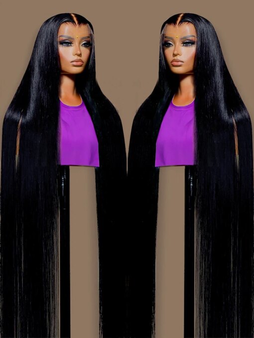 40 Inch Bone Straight Human Hair Lace Frontal Wigs Brazilian 13x4 13x6 Hd Lace Front Human Hair Wigs For Women Pre Plucked 200%
