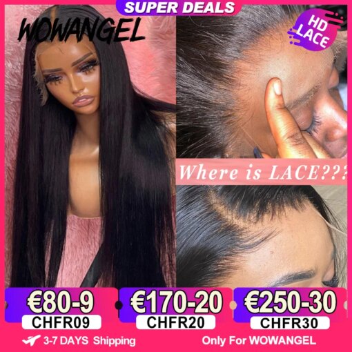 34inch Real HD Lace Front Wig Pre Plucked Straight Wigs 13x6 HD Transparent Lace Frontal Human Hair Wig Brazilian Hair For Woman