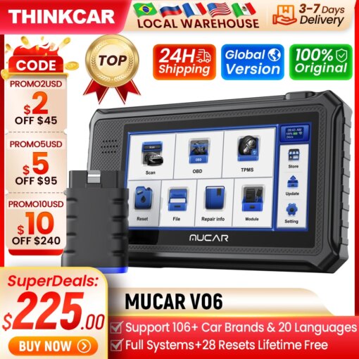 THINKCAR MUCAR VO6 Best Professional Car Diagnostic Tools Full System Automotive Obd2 Scanner OBD Auto Diagnosis 28 Resets Free