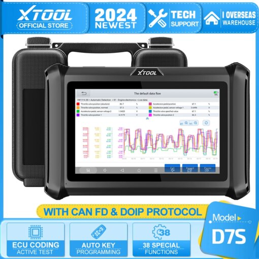 XTOOL D7S is Upgraded of XTOOL D7 Bidirectional Scan Tool Full System Car Diagnostic Tools ECU Coding 38+ Serves With CANFD DOIP