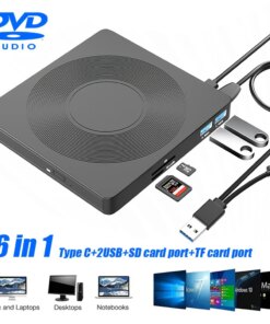 6-in-1 Slim USB External DVD Recorder Portable High Speed Transfer DVD Recorder USB3.0 External Drive for Laptops Computer CD