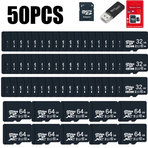 50PCS TF Card Class10 128GB 256GB cartao de memoria 32GB 64GB 16G SD Card 8G 4GB 2GB Micro Flash Memory Card for Digital Devices