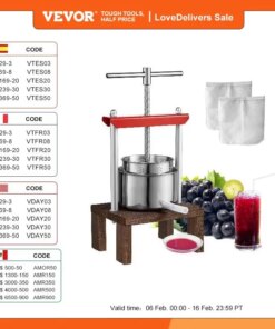 VEVOR 2L Orange Juicer Extractor Stainless Steel Household Manual Squeezer Fruit Tincture Wine Olive Pressing Kitchen Machine