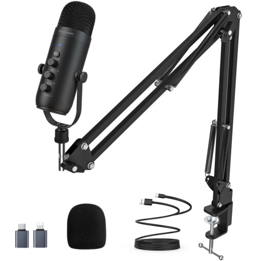 K66S Studio Microphone With Versatile And Sturdy Broadcast Arm,USB Condenser Mic For Recording Podcasting Streaming Youtube