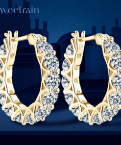 Luxury 4mm Full Moissanite Hoop Earring Original Certified 925 Silver 3.6ct Moissanite Diamond Earring for Women Wedding Jewelry