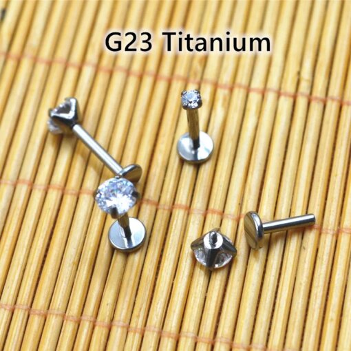 LOT20pcs G23 Titanium 16G Body Jewelry Piercing AAAAA CZ Lip Labret Ring Studs Ear Helix Tragus Cartilage Bar Lip Ear Piercing