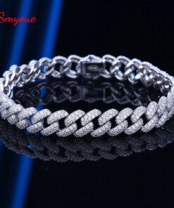 Smyoue 18k Gold Plated Cuban Bracelet for Women Men High Carbon Diamond Bracelet 925 Sterling Silver Jewelry Hip Hop Link Chain
