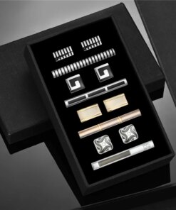 4 Sets Tie Clips & Cufflinks Set With Box Wedding Guests Gift Man Shirt Cufflink Pisa Ties For Men Luxury Men's Gift For Husband