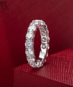 AnuJewel Real 14K White Gold Rings 4mm 5cttw D Color Moissanite Eternity Ring Certificate Lab Grown Diamond Wedding Band Jewelry