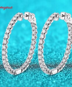 Smyoue 18K Plated 1.74-6.5cttw All Moissanite Hoop Earrings for Women Lab Diamond Jewelry 100% 925 Sterling Silver Earring GRA