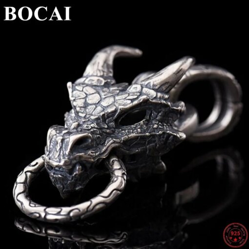 BOCAI S925 Sterling Silver Pendants for Women Men New Fashion Chinese Dragon Head Amulet Punk Vintage Jewelry Free Shipping