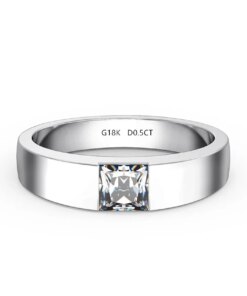 Solid 18K White Gold Princess Cut 0.5CT Certificate Moissanite Wedding Ring For Women Fine Jewelry Stunning Birthday Gift