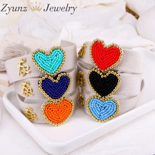 5PCS,  Heart Bracelet For Girl Bohemian Colorful Jewelry Handmade Bead Jewellery Adjustable Rope Pulsera Miyuki Bracelets