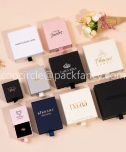 Wholesale 100pcs/lot Custom Pink Paper Jewelry Boxes With Logo Jewelry Gift Packaging Boxes Earring Necklace Bracelet Ring Boxes