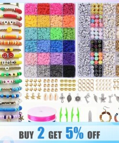 Polymer Clay Beads Set 6MM Rainbow Color Flat Chip Beads For Boho Bracelet Necklce Making Letter Beads Accessories Kit DIY