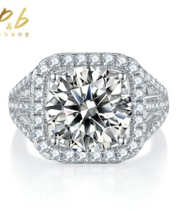 PuBang Fine Jewelry Sparkling 925 Sterling Silver 11MM 5CT Moissanite Diamond Anniversary Engagement Ring for Women Wedding Gift