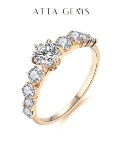 Attagems Soild 10K 14K Yellow Gold Round Cut 0.5 ct Moissanite Ring For Women Diamond Engagement Wedding Rings Jewelry for Gift