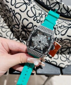 Luxury Brand Ladies Watch Snowflake Rhinestone Spinning Diamond Face for Women Silicone Strap Sports Quartz Richard Watch
