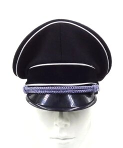 WWII WW2 German Germany Elite Officer Wool Hat Officer Visor Cap Silver Cord Black