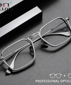 CLLOIO Pure Titanium Blue Light Blocking Men Reading Glasses Handmade Myopia Eyeglasses Frames Photochromic Prescription Eyewear