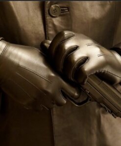 Luxury Men's Leather Gloves Unlined Touch Screen  Winter Wool Lining Tight Hand Lambskin Driving Gloves