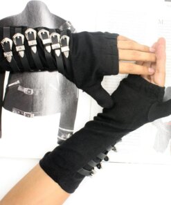 MJ Michael Jackson BAD Tour Punk Dirty Diana Armbraces Glove Black Cotton Handmde