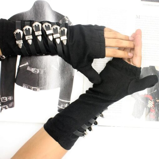 MJ Michael Jackson BAD Tour Punk Dirty Diana Armbraces Glove Black Cotton Handmde