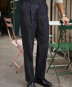 Italian Vintage Paris Button Loose Tapered Casual Pants Naples Pants Washable Jeans Can Be Customized