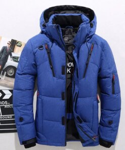 Men's White Duck Down Jacket Warm Hooded Thick Puffer Jacket Coat Male Casual High Quality Overcoat Thermal Winter Parka Men