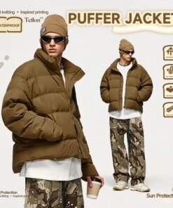 INFLATION Solid Color Windproof Crop Puffer Jacket Unisex Winter Thick Short Style 70% White Duck Down Jacket Mens Outerwear