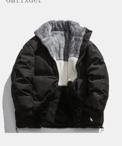 Gmiixder Two-sided Wear Padded Jacket Men Women Winter Stand Collar Preppy Handsome Thickened Coat Unisex Lambswool Down Jacket