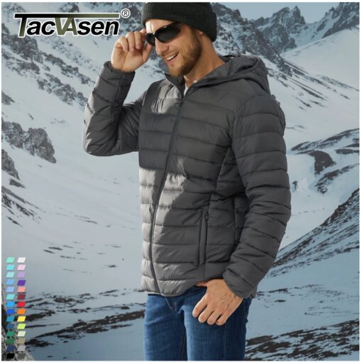TACVASEN Lightweight Puffer Jackets Mens Quilted Polyester Nylon Jacket Ripstop Quick Dry Hooded Down Insulated Windbreaker Coat