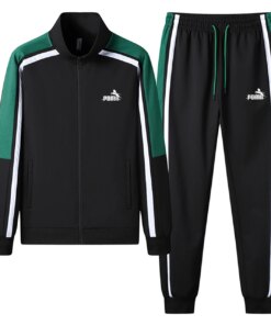 2023 Spring Autumn Fashion New Letter Printing Men's Patchwork Zipper Sportswear+Pants Set Casual Jogging Fitness 2-Piece Set