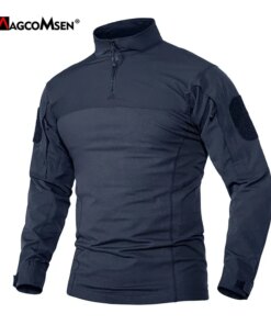 MAGCOMSEN Men's Tactical T-shirts Long Sleeve Crewneck Working Hiking Fishing Shirts with 1/4 Zipper Front