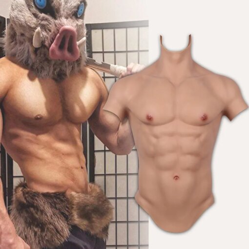 KnowU Cosplay Male Suit Fake Belly Muscle Men's Chest Crossdresser Macho Realistic Silicone Muscle Artificial Simulation