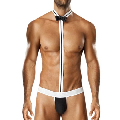 Novelty Sexy Men Mankini Thong Underwear Lingerie Sexy Hot Erotic Waiter Costume Bodysuit Lingerie Briefs G-String Sleepwear New