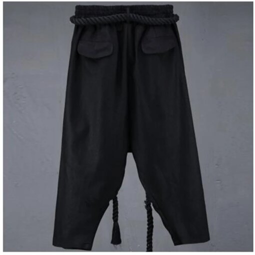 Men's trousers spring and summer low crotch trousers men's wide-leg trousers retro culottes bloomers stage outfit Yamamoto style