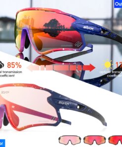 SCVCN Red Bule Photochromic Sunglasses MTB Road Cycling Glasses Men Women Sports Running Goggles UV400 Bike Bicycle Eyewear