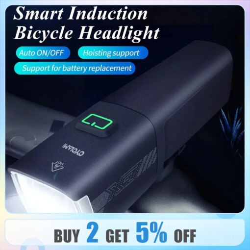 CYCLAMI Bicycle Headlight Brightness 1000 Lumens Replaceable Battery Cycling Front Lights Big Capacity IPX6 Waterproof