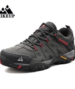 HIKEUP Men's Hiking Shoes Suede Leather Outdoor Shoes Wear-resistant Men Trekking Walking Hunting Tactical Sneakers