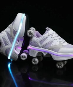 Kids Deformation Roller Skates Shoes 4 Wheels Parkour Sport Roller Shoes Children Girls Boys Roller Skates Unisex Adult Sneakers